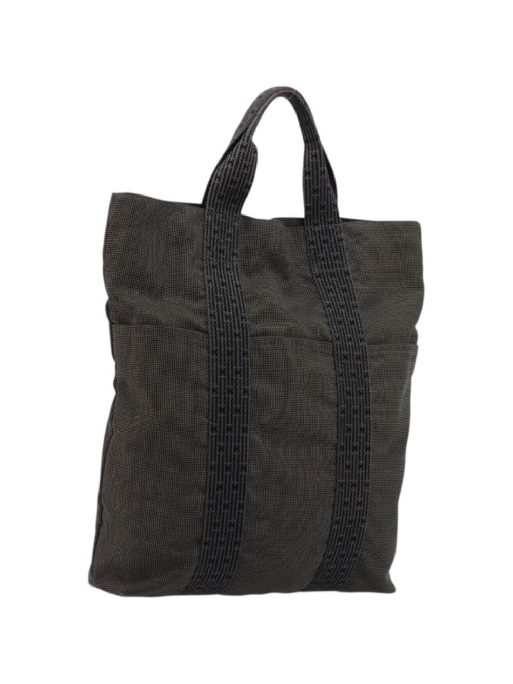 HERMES Her Line Cabas Tote Bag Canvas Gray Silver